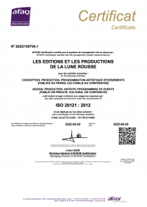 La Lune Rousse certifiée ISO 20121 !
